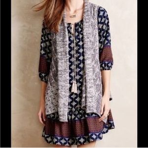 Moth Anthropologie Lavena Grey Knit Asymmetric Open Cardigan Vest Size Small